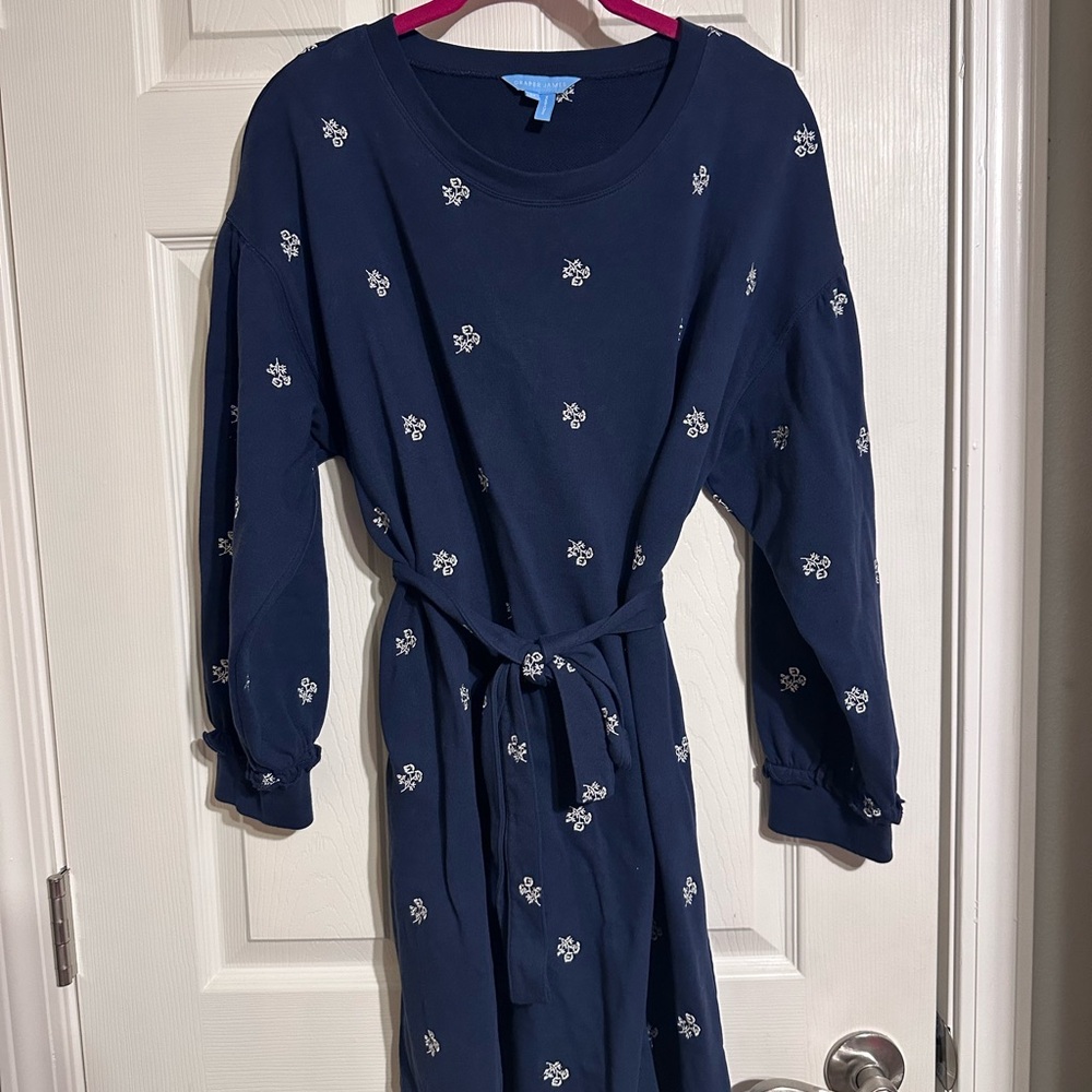 Draper James Midnight Blue Dress with Ivory Floral Accents